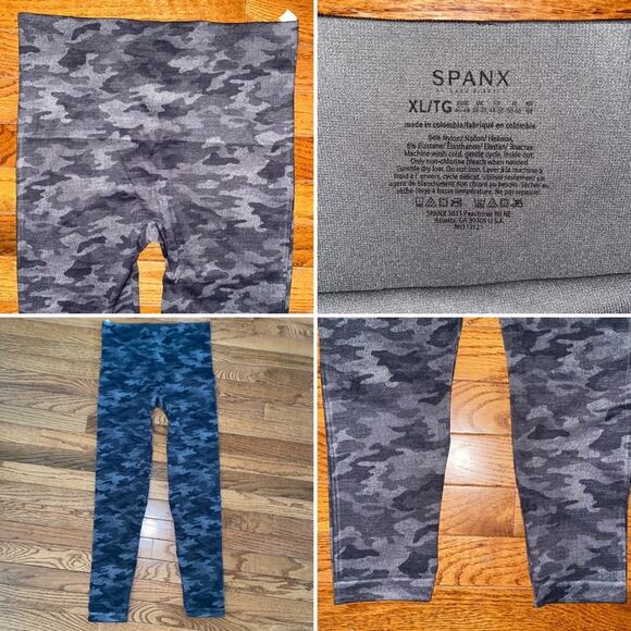 Spanx Look at Me Now $99 Seamless Camo Cropped Leggings XL Black Gray NWOT - Picture 1 of 10